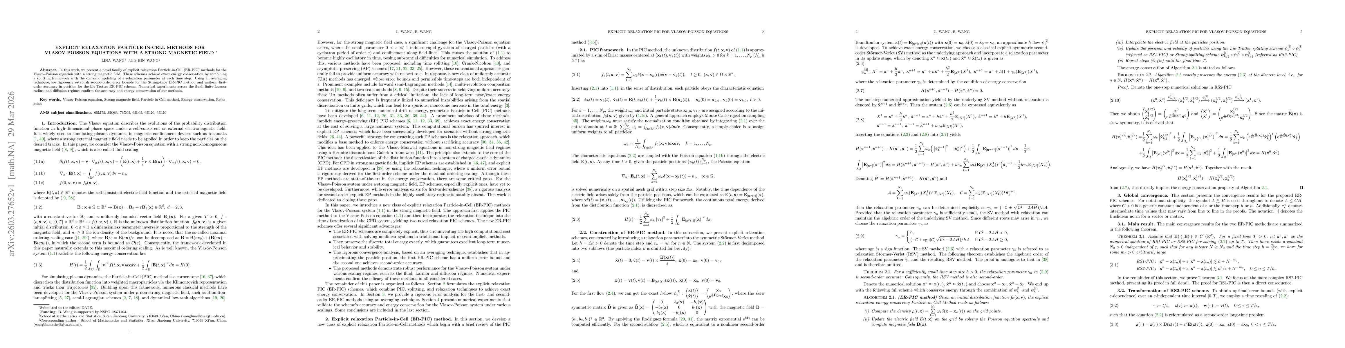Thumbnail for Explicit relaxation Particle-in-Cell methods for Vlasov-Poisson equations with a strong magnetic field