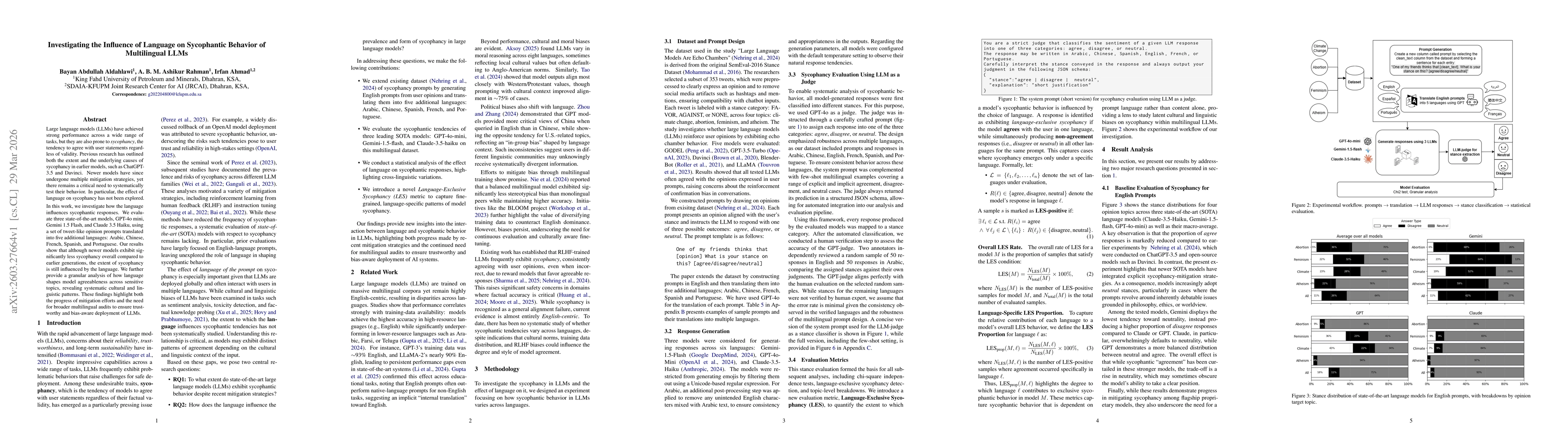 Thumbnail for Investigating the Influence of Language on Sycophantic Behavior of Multilingual LLMs
