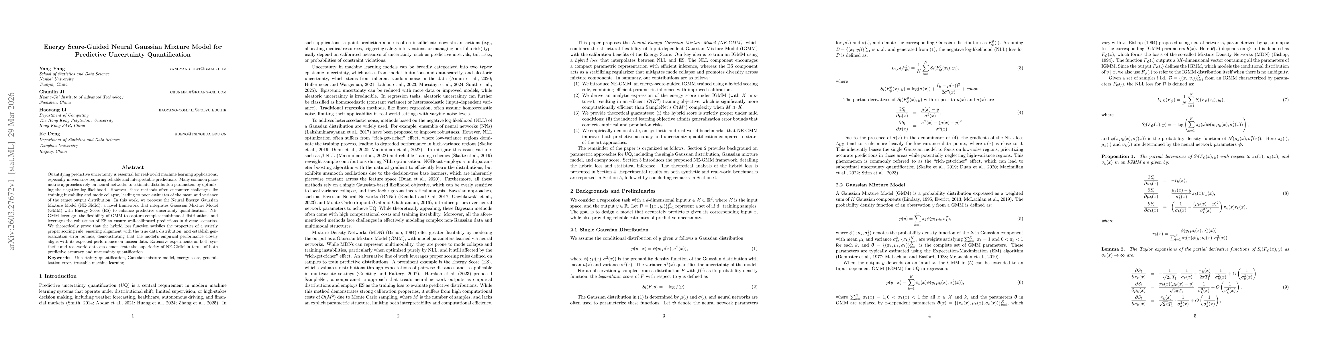 Thumbnail for Energy Score-Guided Neural Gaussian Mixture Model for Predictive Uncertainty Quantification