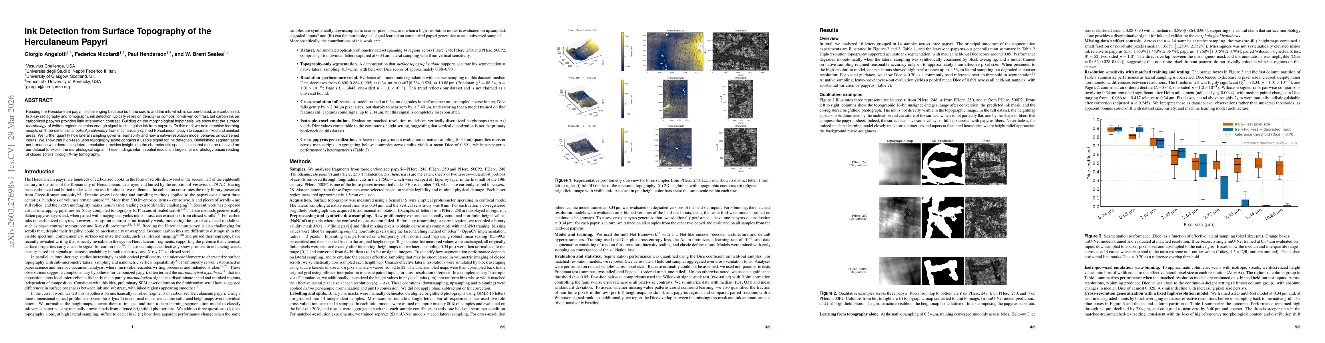Thumbnail for Ink Detection from Surface Topography of the Herculaneum Papyri