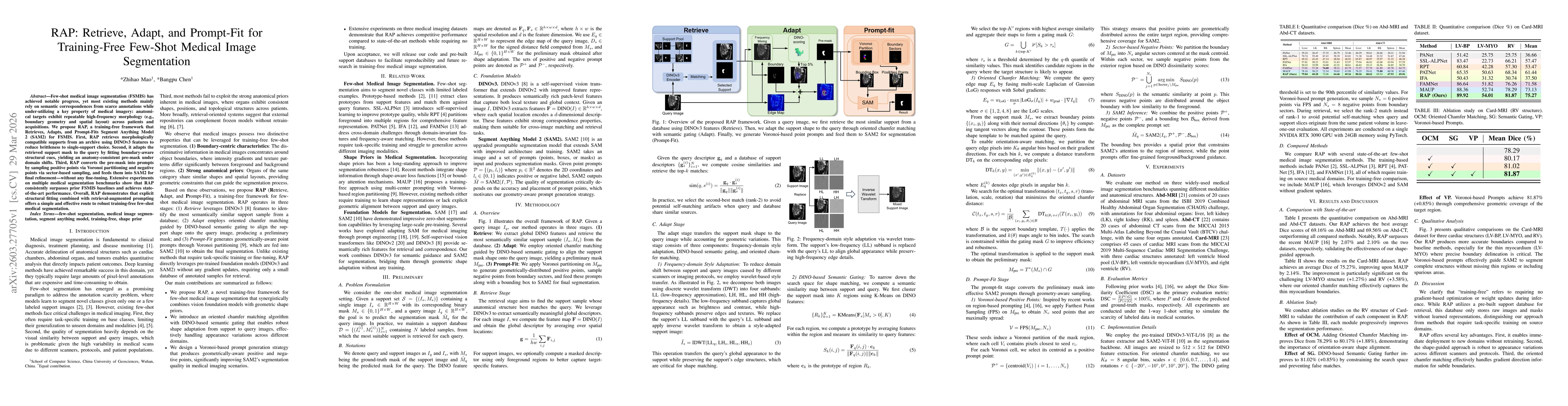 Thumbnail for RAP: Retrieve, Adapt, and Prompt-Fit for Training-Free Few-Shot Medical Image Segmentation