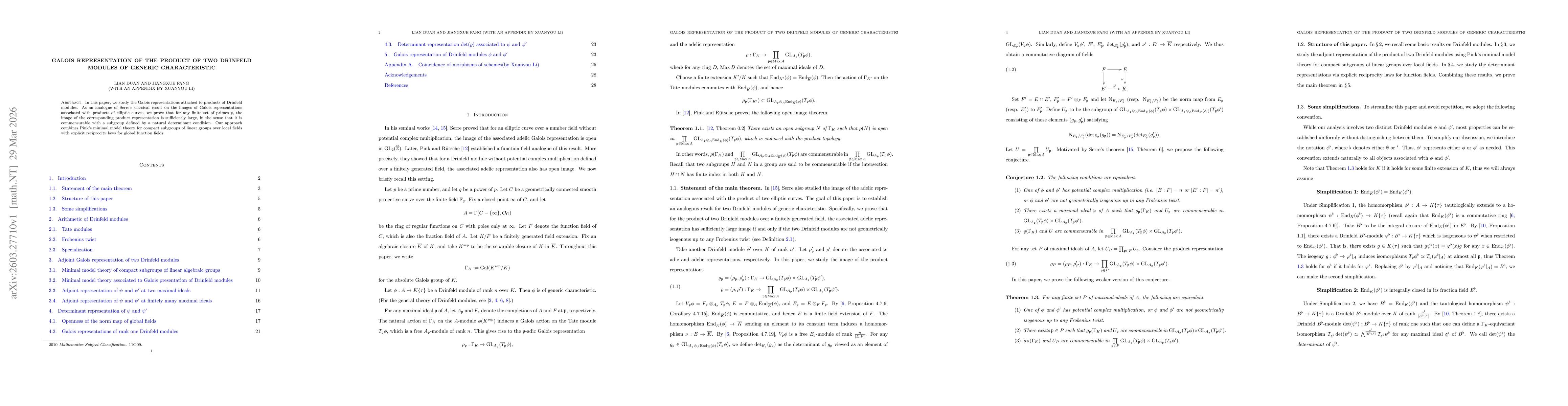 Thumbnail for Galois representation of the product of two Drinfeld modules of generic characteristic