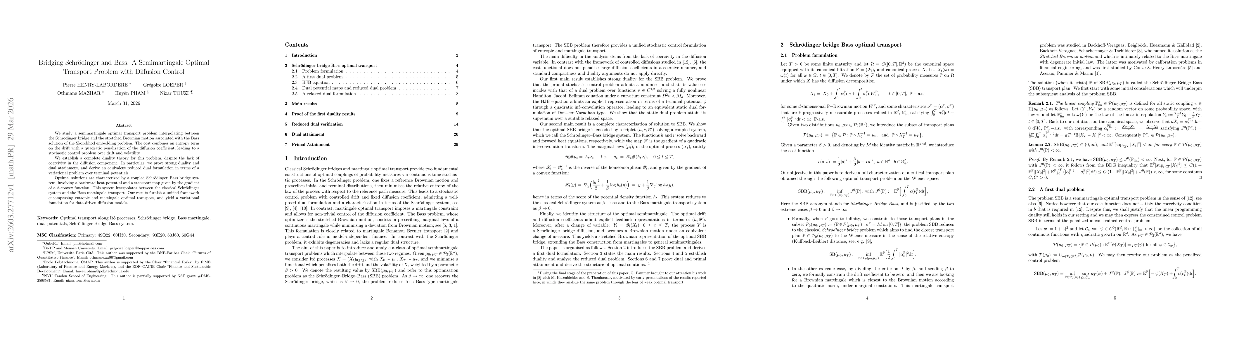 Thumbnail for Bridging Schrödinger and Bass: A Semimartingale Optimal Transport Problem with Diffusion Control