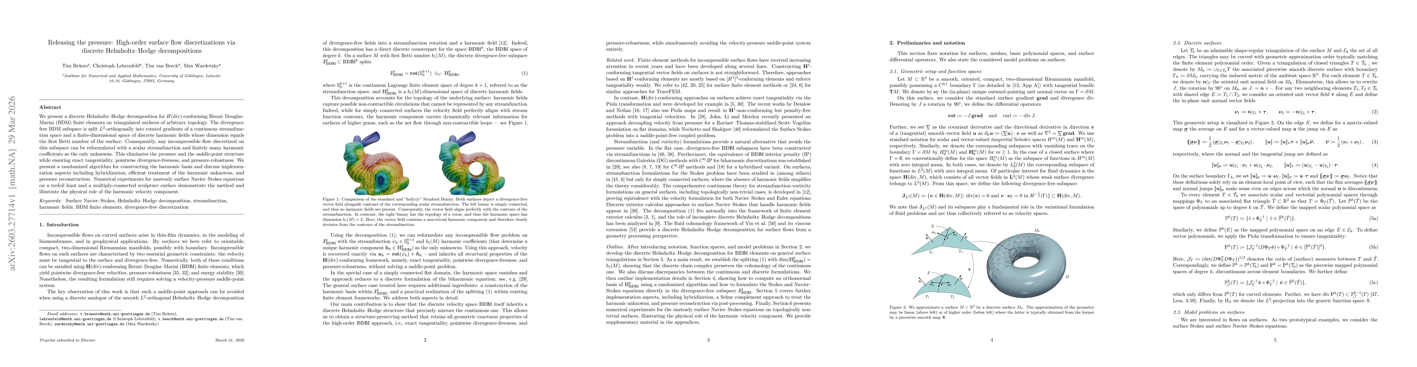 Thumbnail for Releasing the pressure: High-order surface flow discretizations via discrete Helmholtz-Hodge decompositions