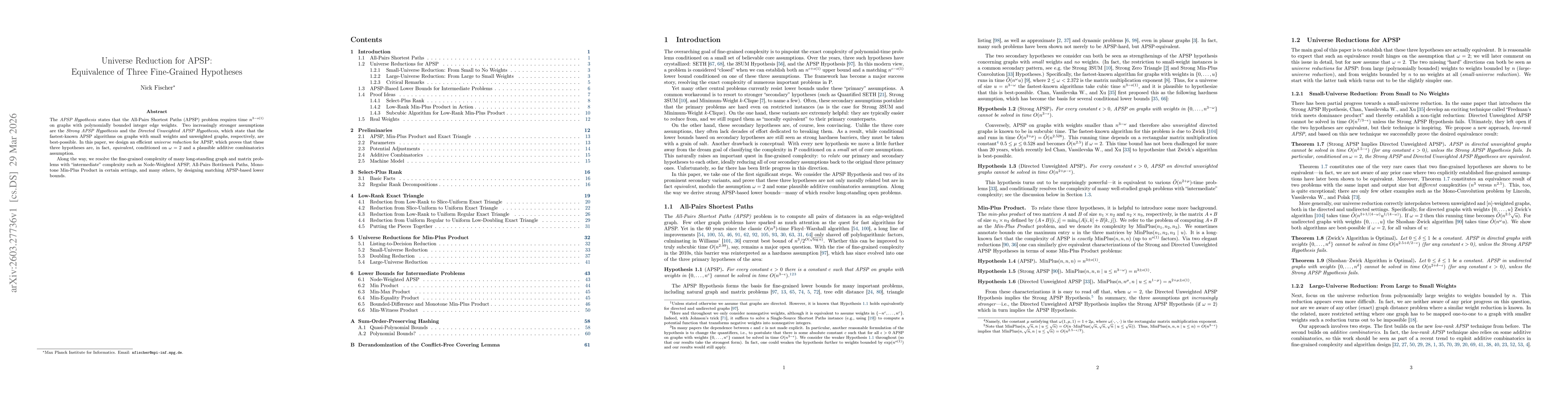 Thumbnail for Universe Reduction for APSP: Equivalence of Three Fine-Grained Hypotheses