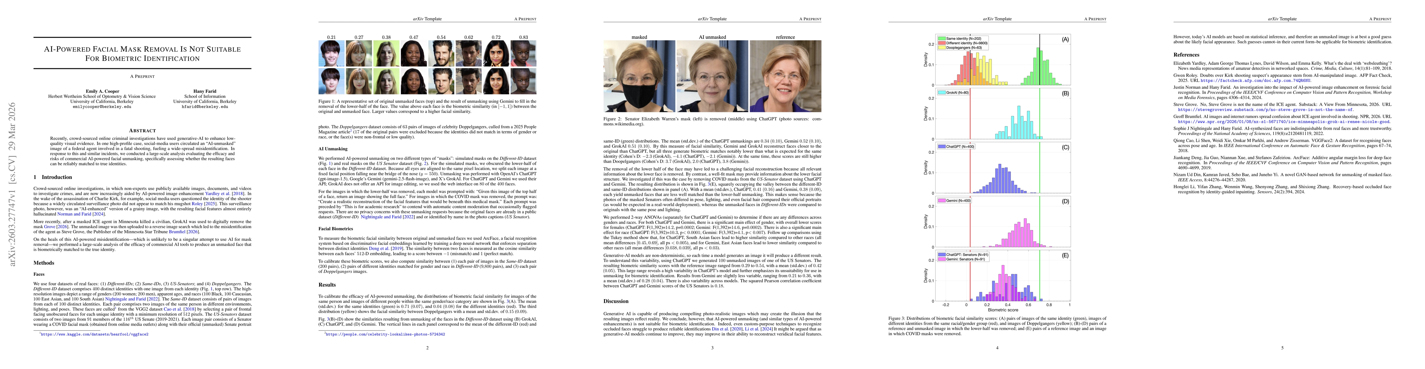 Thumbnail for AI-Powered Facial Mask Removal Is Not Suitable For Biometric Identification