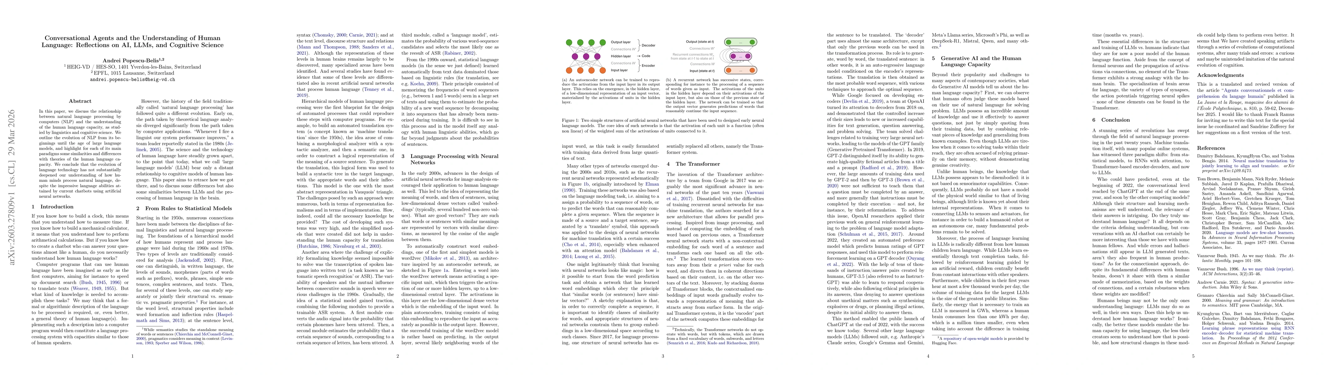Thumbnail for Conversational Agents and the Understanding of Human Language: Reflections on AI, LLMs, and Cognitive Science