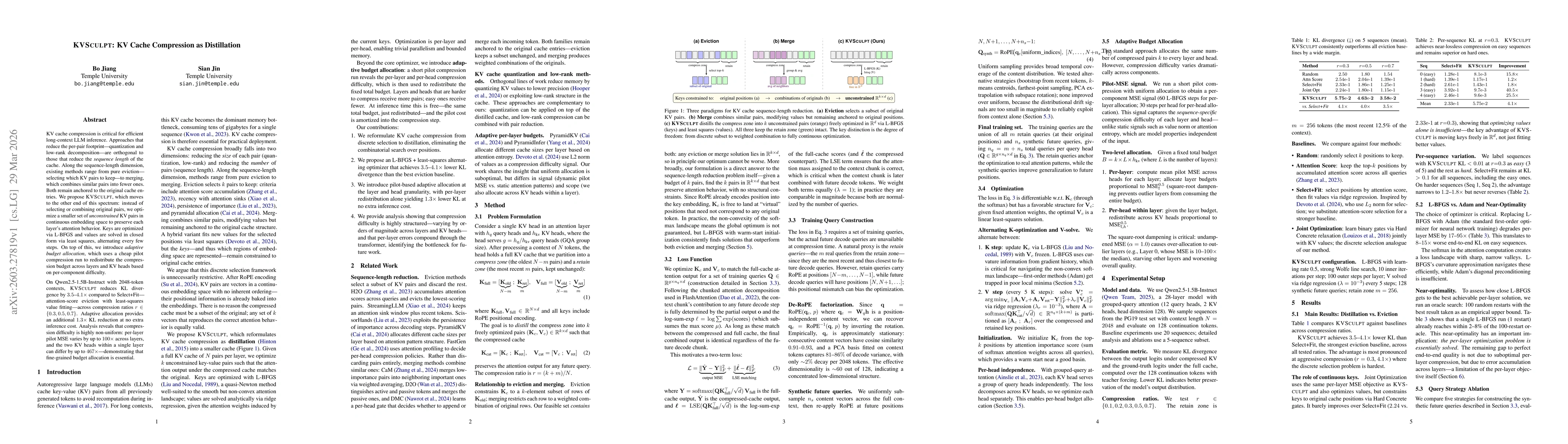 Thumbnail for KVSculpt: KV Cache Compression as Distillation