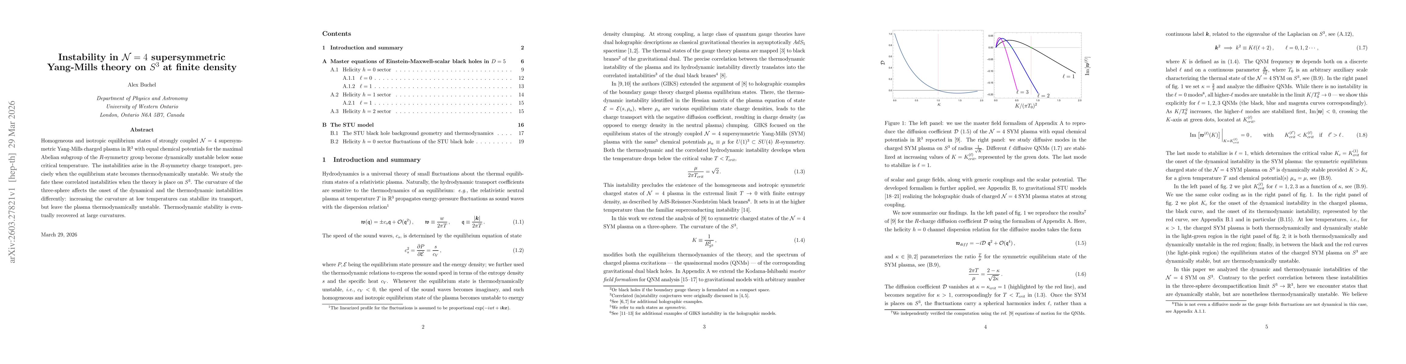Thumbnail for Instability in ${\cal N}=4$ supersymmetric Yang-Mills theory on $S^3$ at finite density