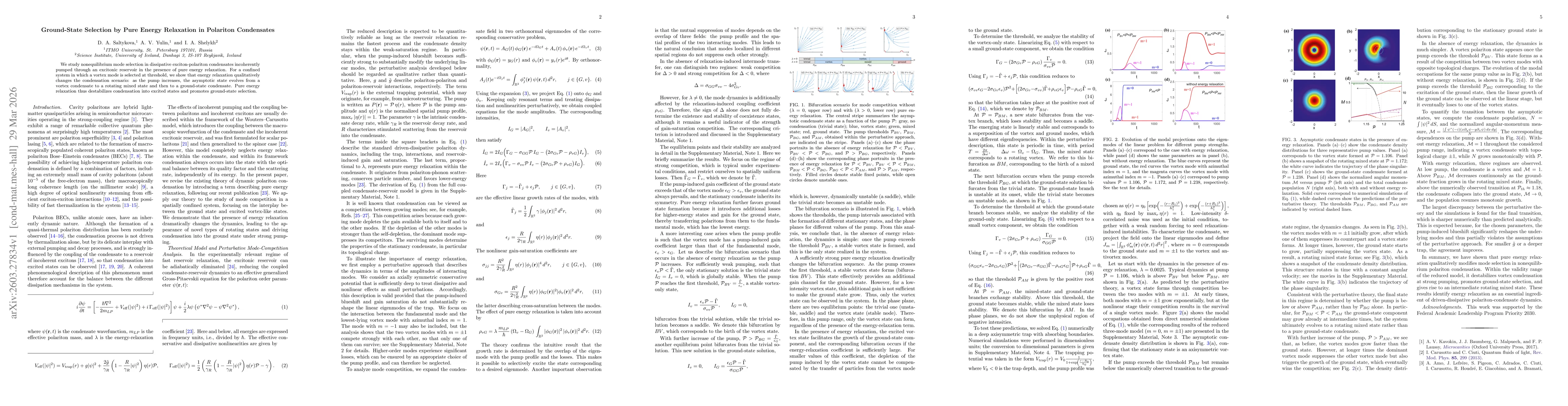 Thumbnail for Ground-State Selection by Pure Energy Relaxation in Polariton Condensates