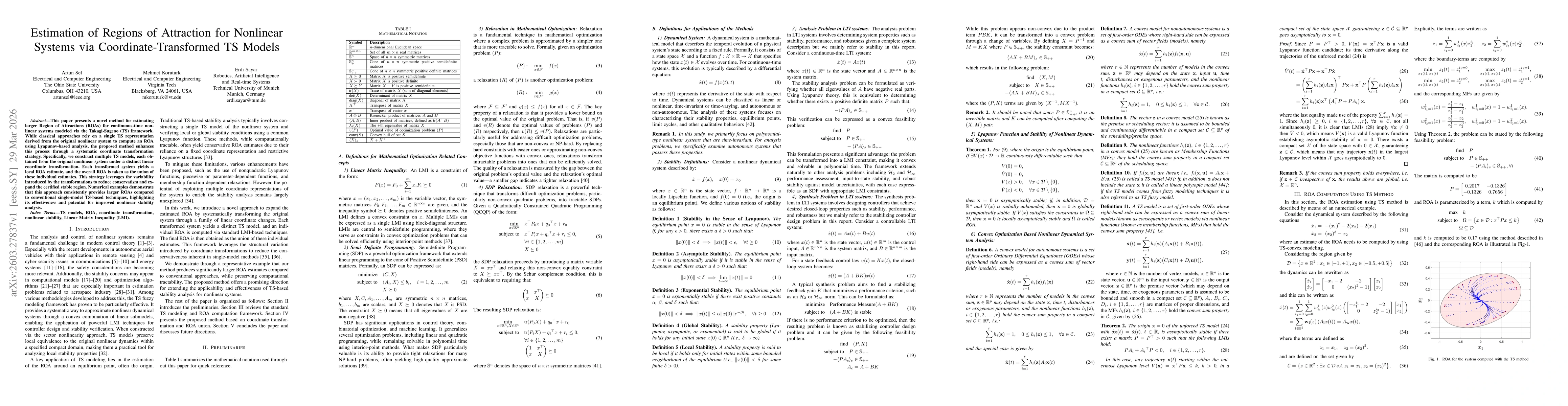 Thumbnail for Estimation of Regions of Attraction for Nonlinear Systems via Coordinate-Transformed TS Models