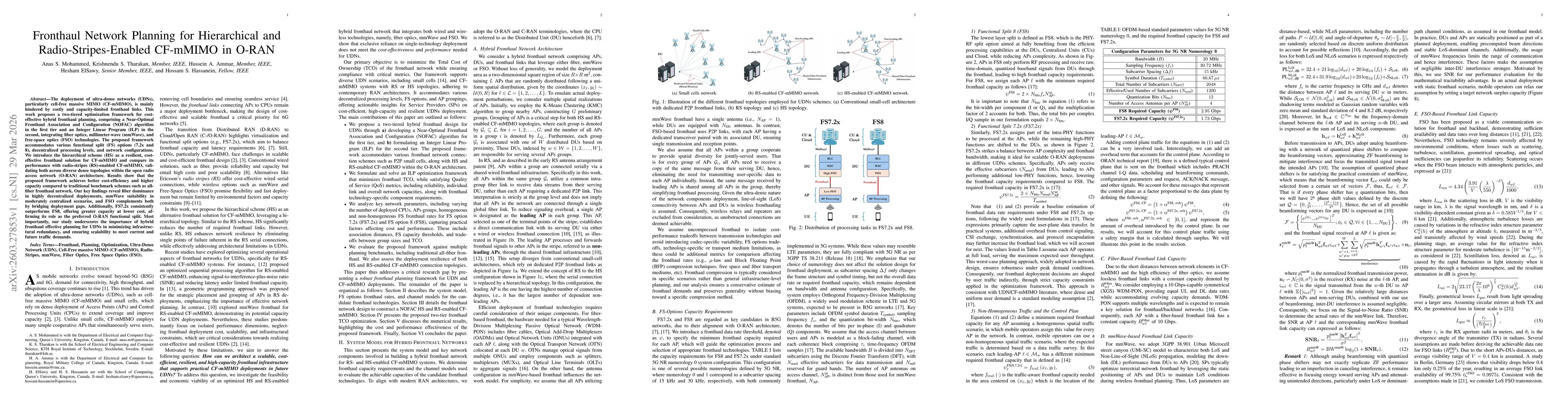 Thumbnail for Fronthaul Network Planning for Hierarchical and Radio-Stripes-Enabled CF-mMIMO in O-RAN