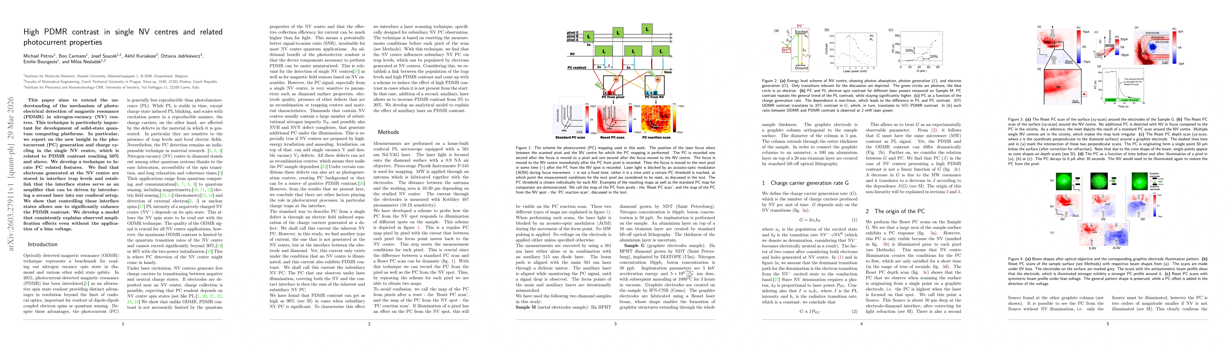 Thumbnail for High PDMR contrast in single NV centres and related photocurrent properties