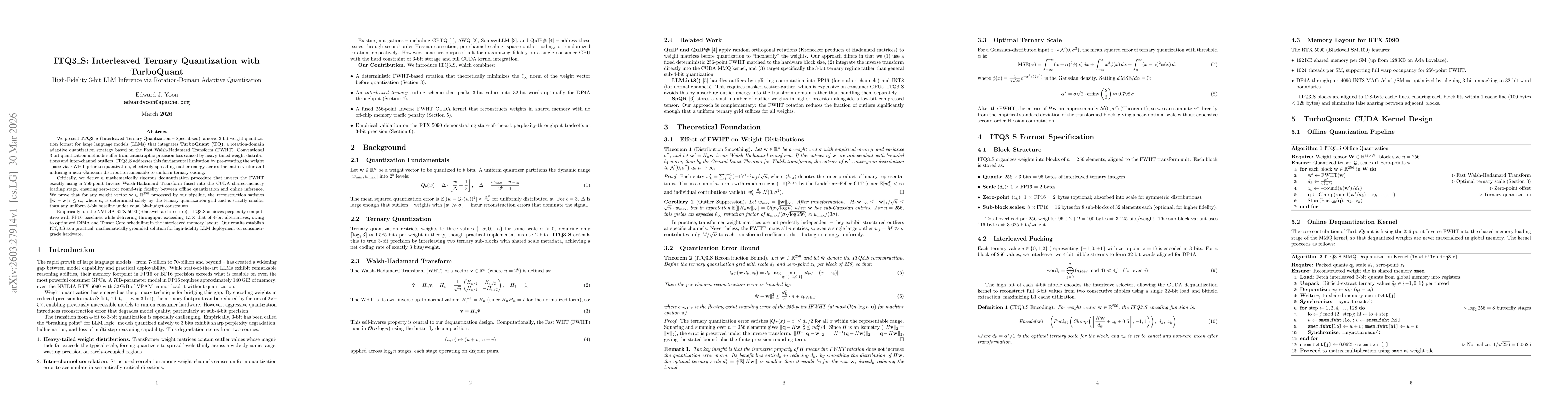 Thumbnail for ITQ3_S: High-Fidelity 3-bit LLM Inference via Interleaved Ternary Quantization with Rotation-Domain Smoothing