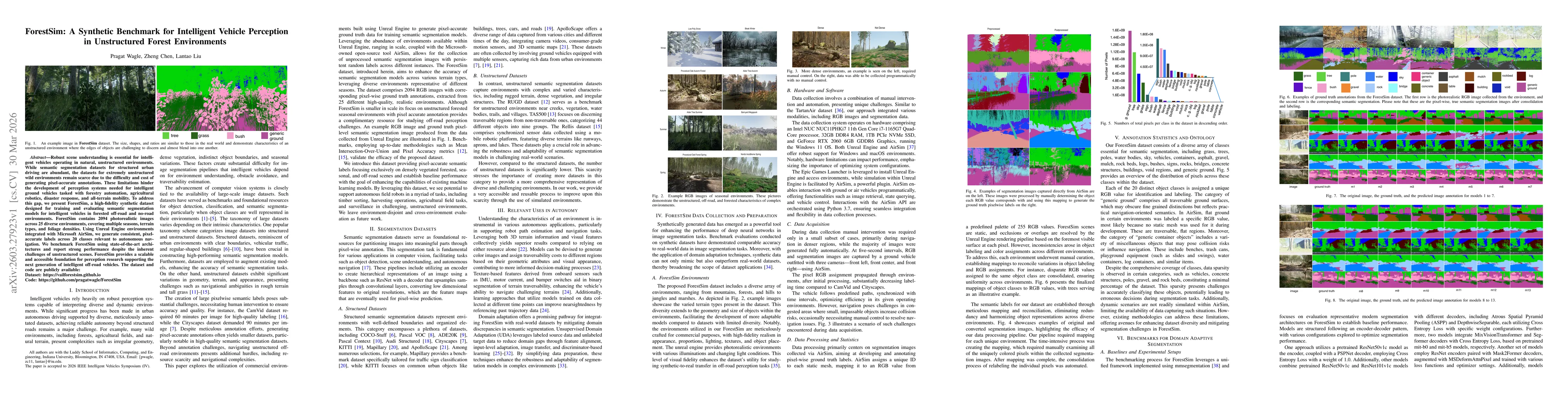 Thumbnail for ForestSim: A Synthetic Benchmark for Intelligent Vehicle Perception in Unstructured Forest Environments