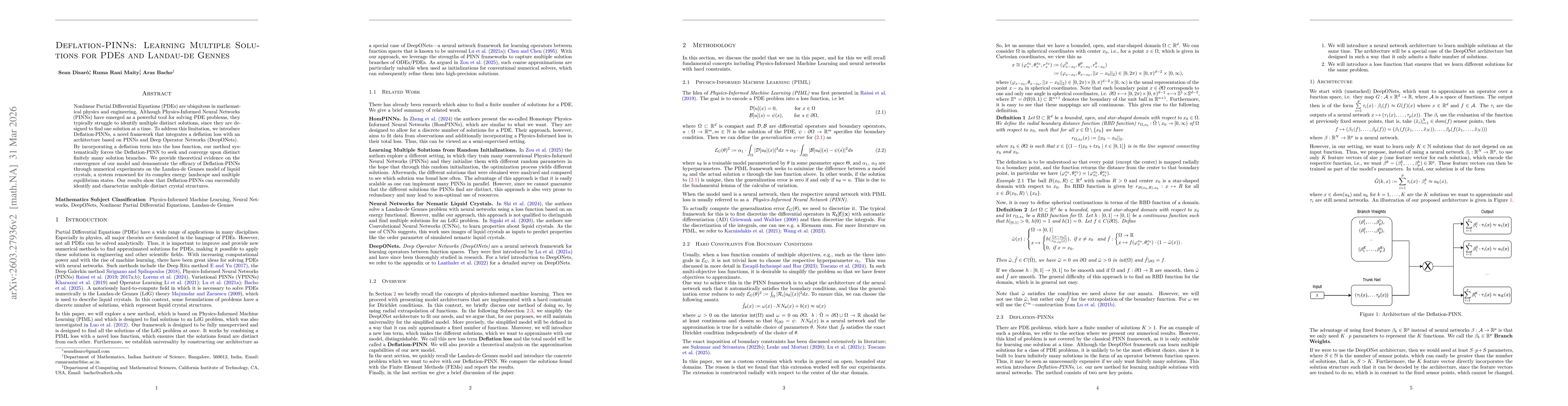 Thumbnail for Deflation-PINNs: Learning Multiple Solutions for PDEs and Landau-de Gennes