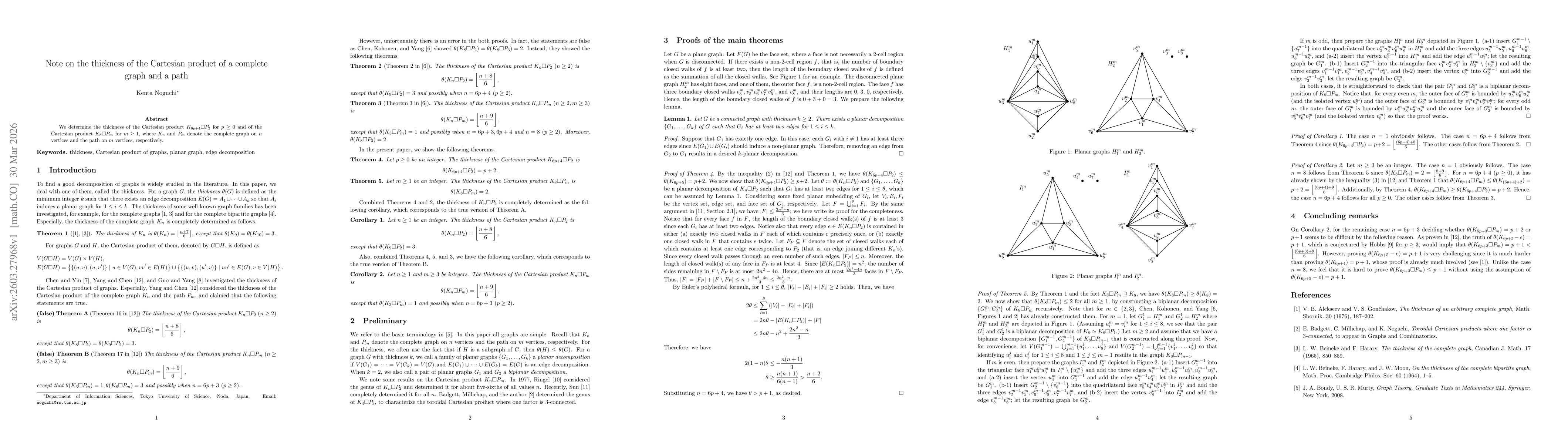Thumbnail for Note on the thickness of the Cartesian product of a complete graph and a path
