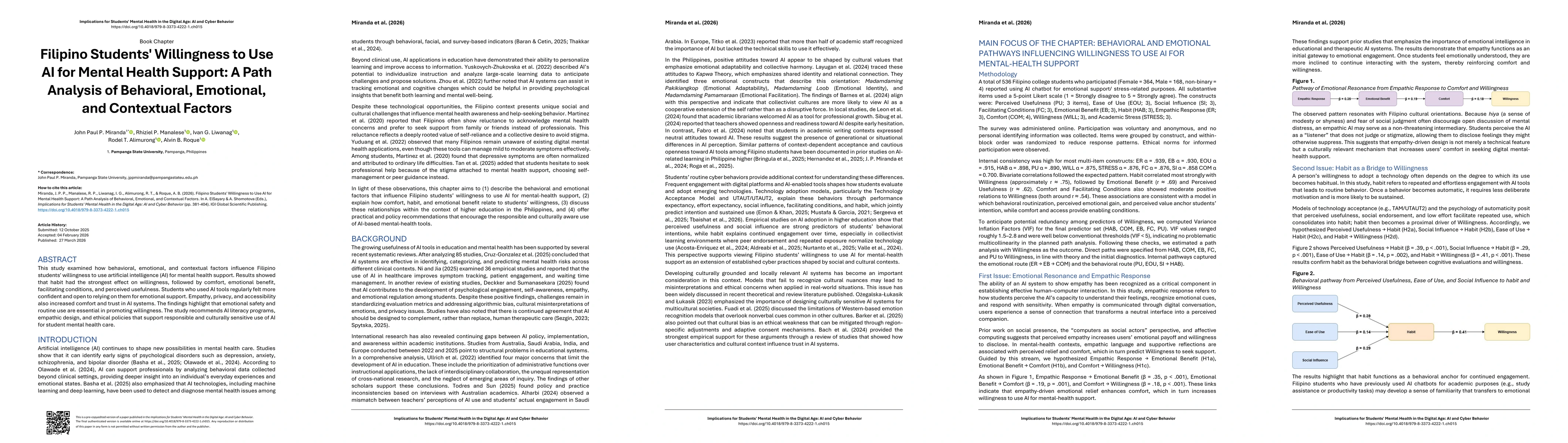 Thumbnail for Filipino Students' Willingness to Use AI for Mental Health Support: A Path Analysis of Behavioral, Emotional, and Contextual Factors