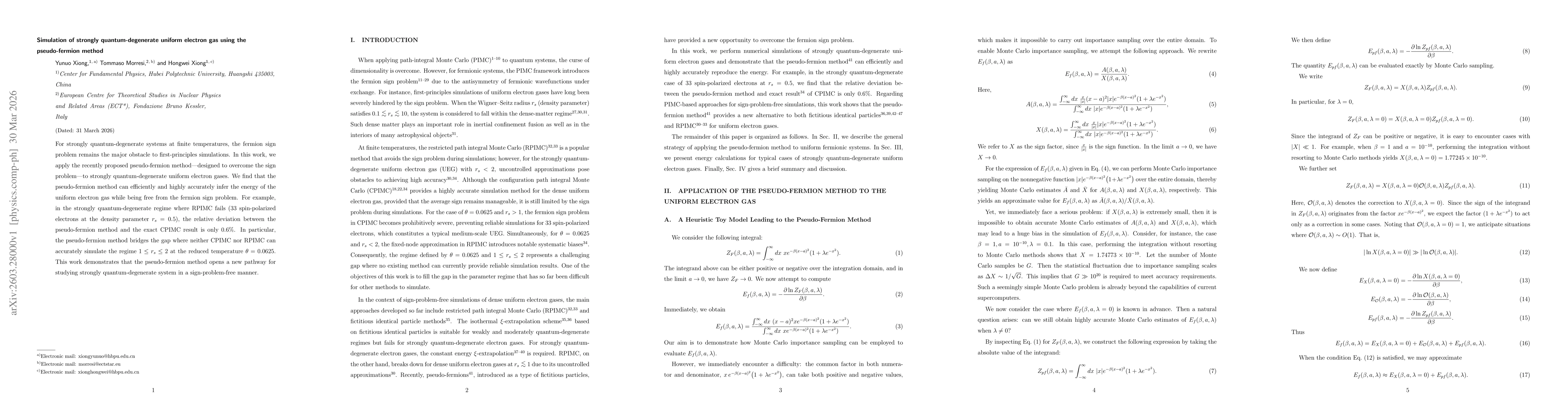 Thumbnail for Simulation of strongly quantum-degenerate uniform electron gas using the pseudo-fermion method