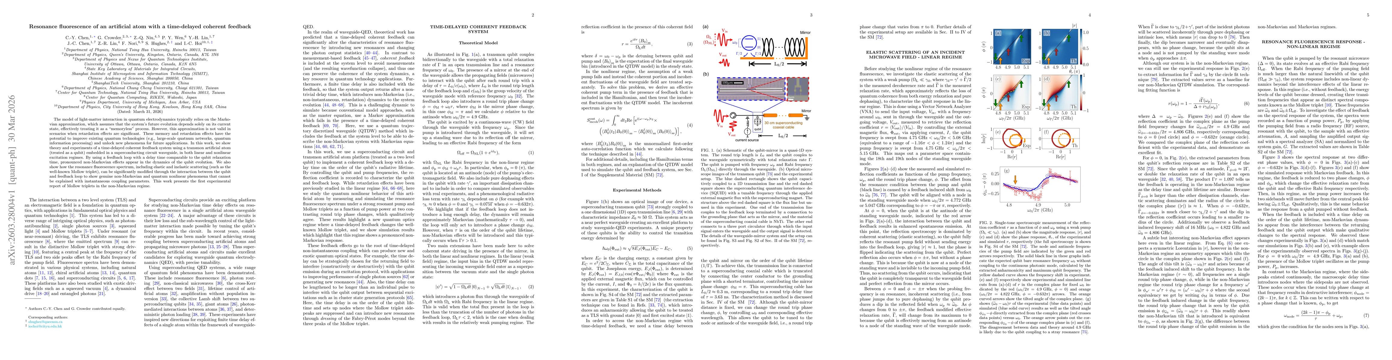 Thumbnail for Resonance fluorescence of an artificial atom with a time-delayed coherent feedback