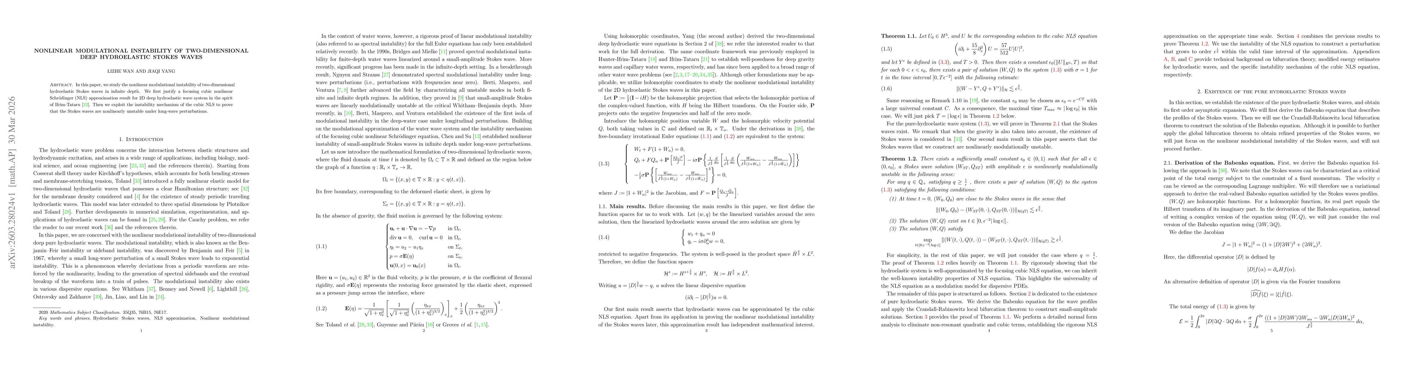 Thumbnail for Nonlinear modulational instability of two-dimensional deep hydroelastic Stokes waves