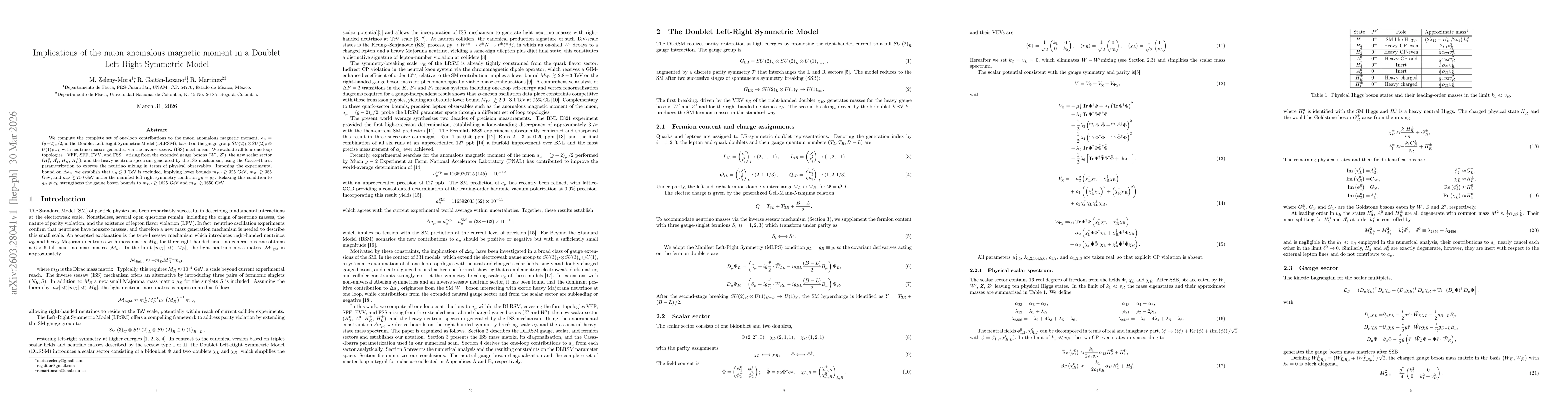 Thumbnail for Implications of the muon anomalous magnetic moment in a Doublet Left-Right Symmetric Model
