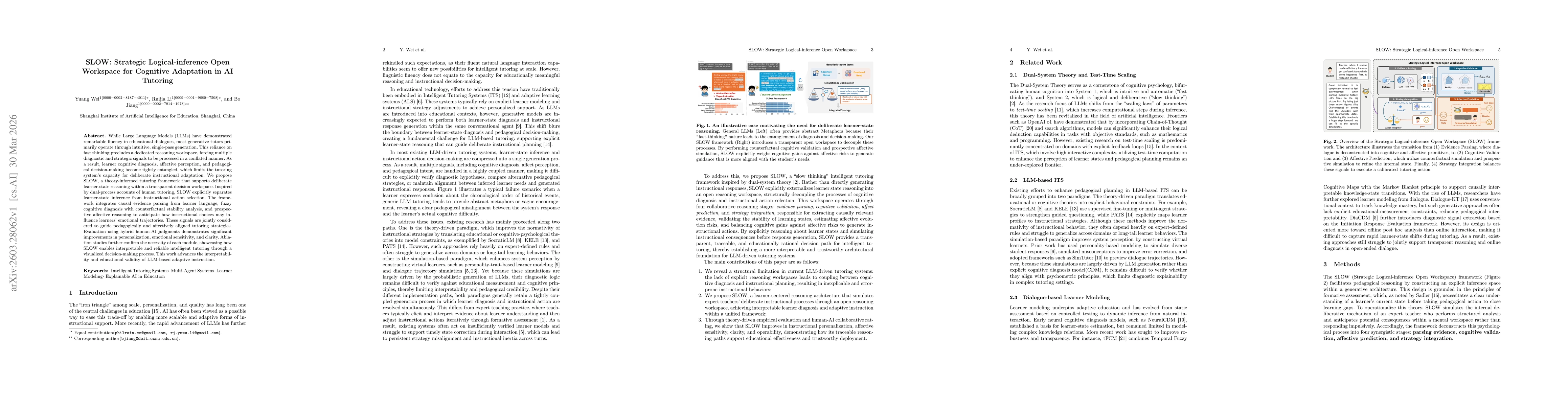 Thumbnail for SLOW: Strategic Logical-inference Open Workspace for Cognitive Adaptation in AI Tutoring
