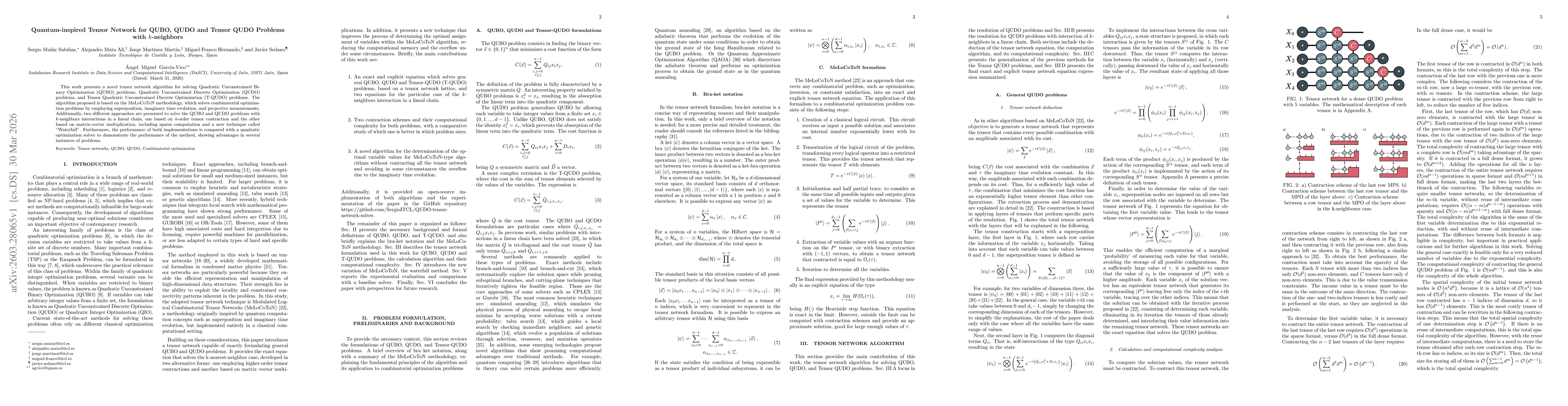 Thumbnail for Quantum-inspired Tensor Network for QUBO, QUDO and Tensor QUDO Problems with k-neighbors
