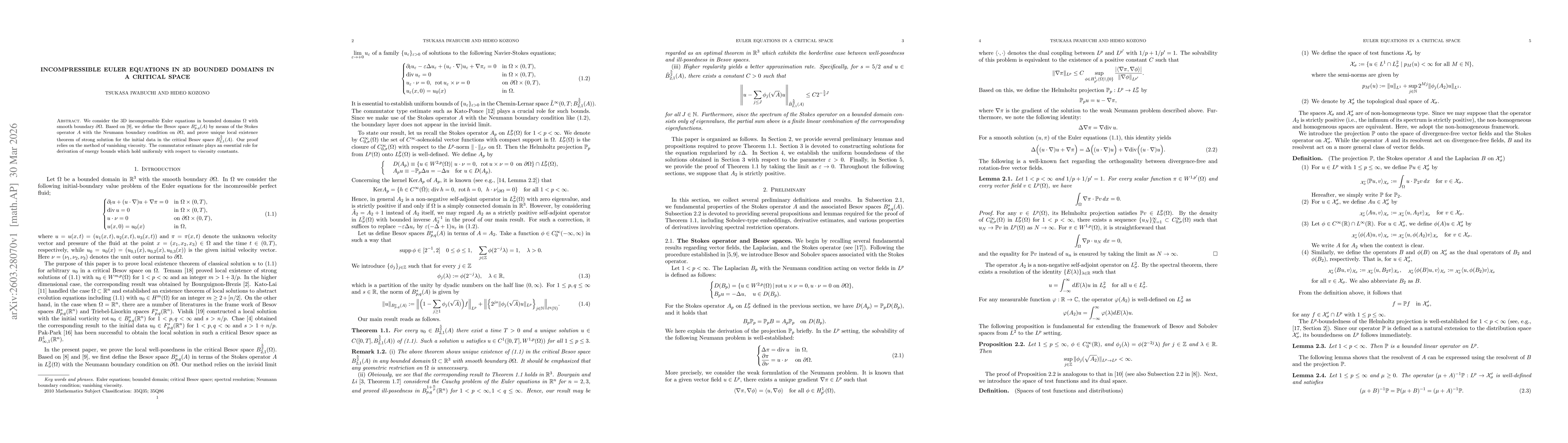 Thumbnail for Incompressible Euler equations in 3D bounded domains in a critical space