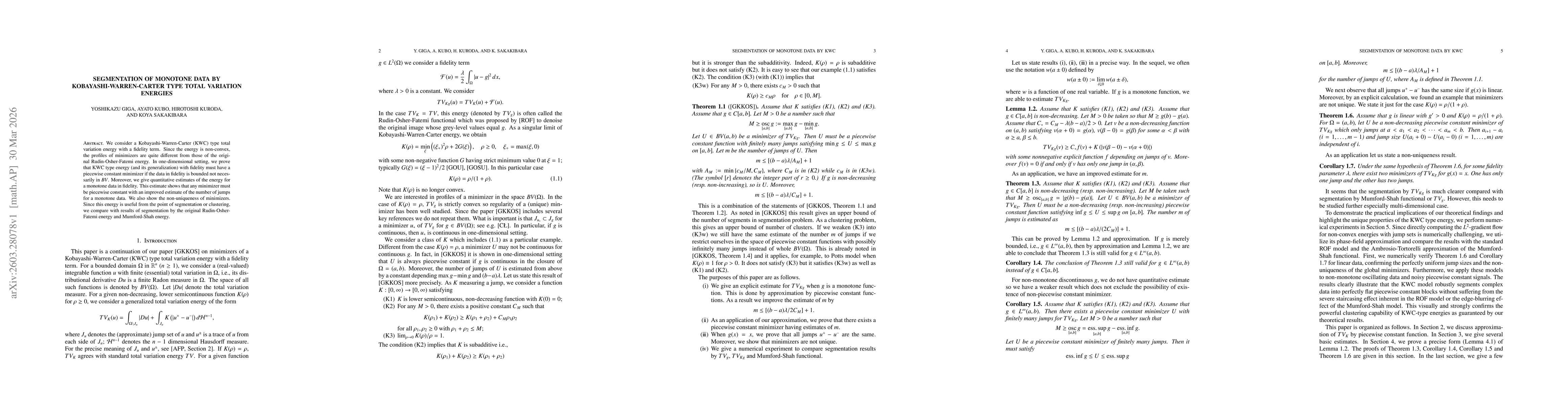 Thumbnail for Segmentation of monotone data by Kobayashi-Warren-Carter type total variation energies