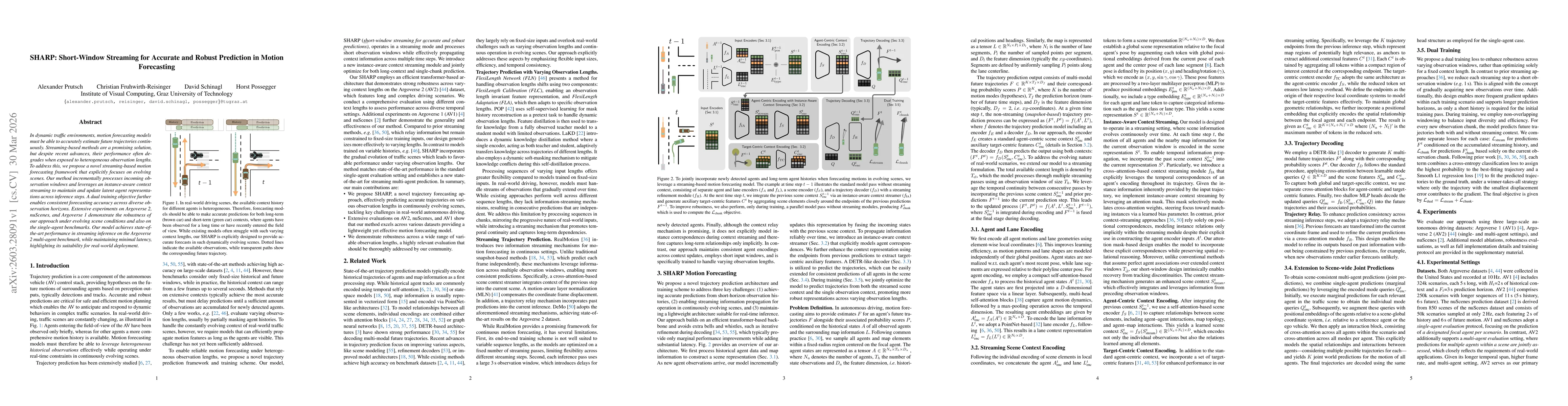 Thumbnail for SHARP: Short-Window Streaming for Accurate and Robust Prediction in Motion Forecasting