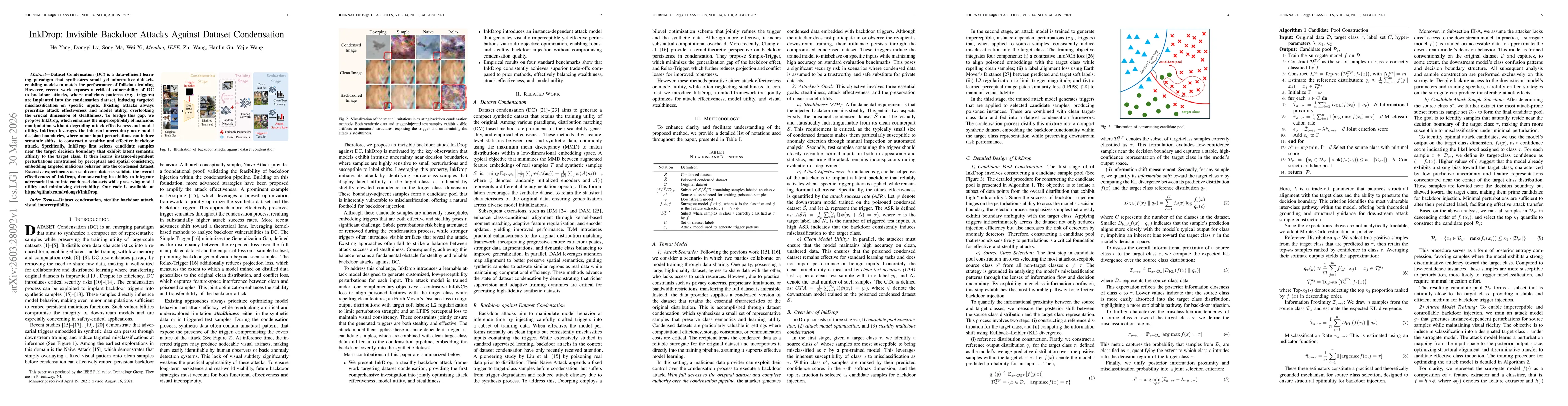Thumbnail for InkDrop: Invisible Backdoor Attacks Against Dataset Condensation