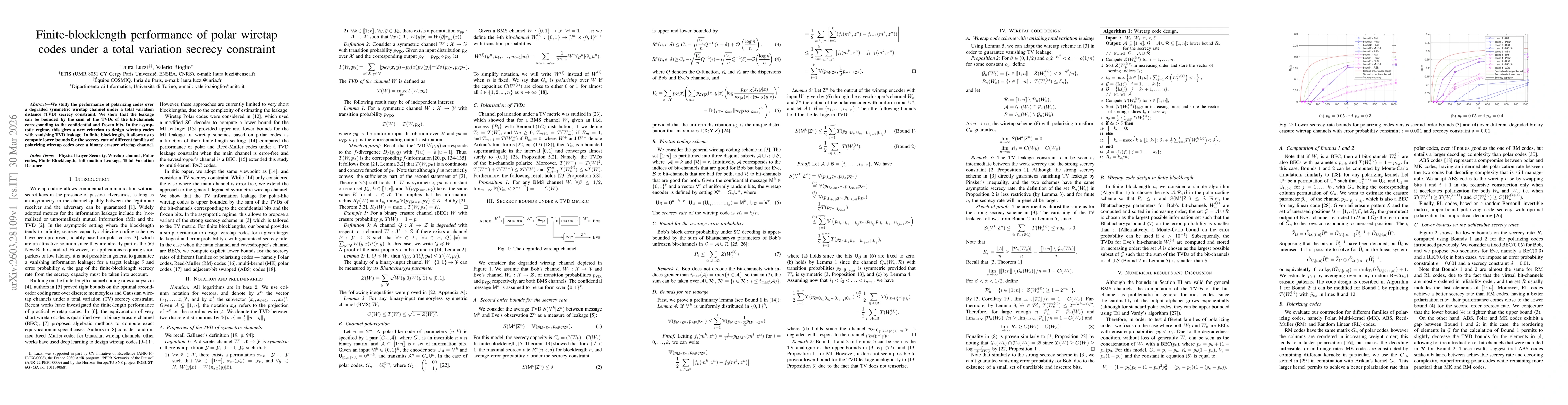 Thumbnail for Finite-blocklength performance of polar wiretap codes under a total variation secrecy constraint