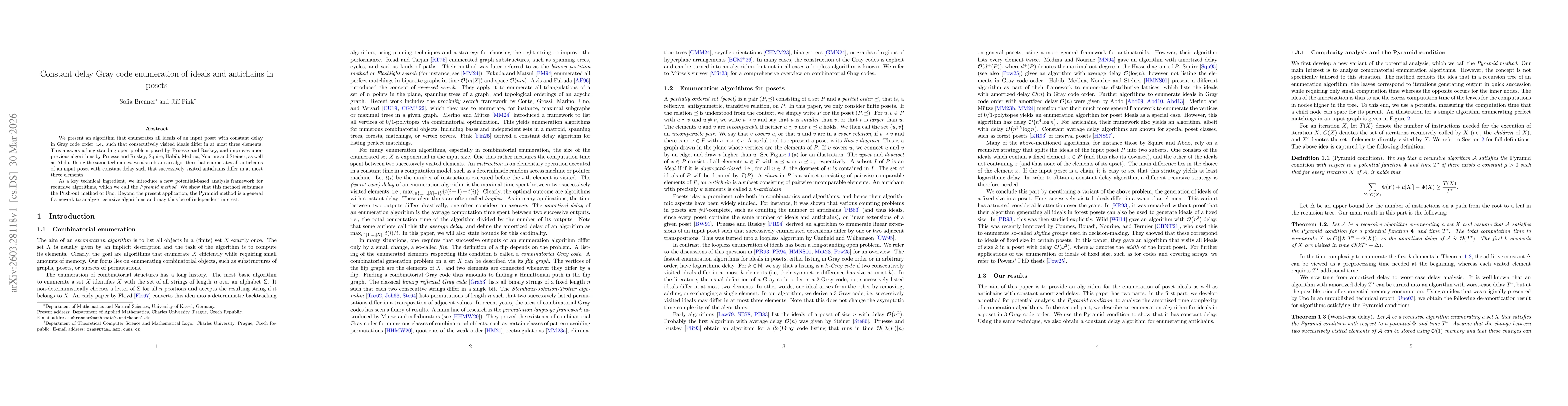 Thumbnail for Constant delay Gray code enumeration of ideals and antichains in posets