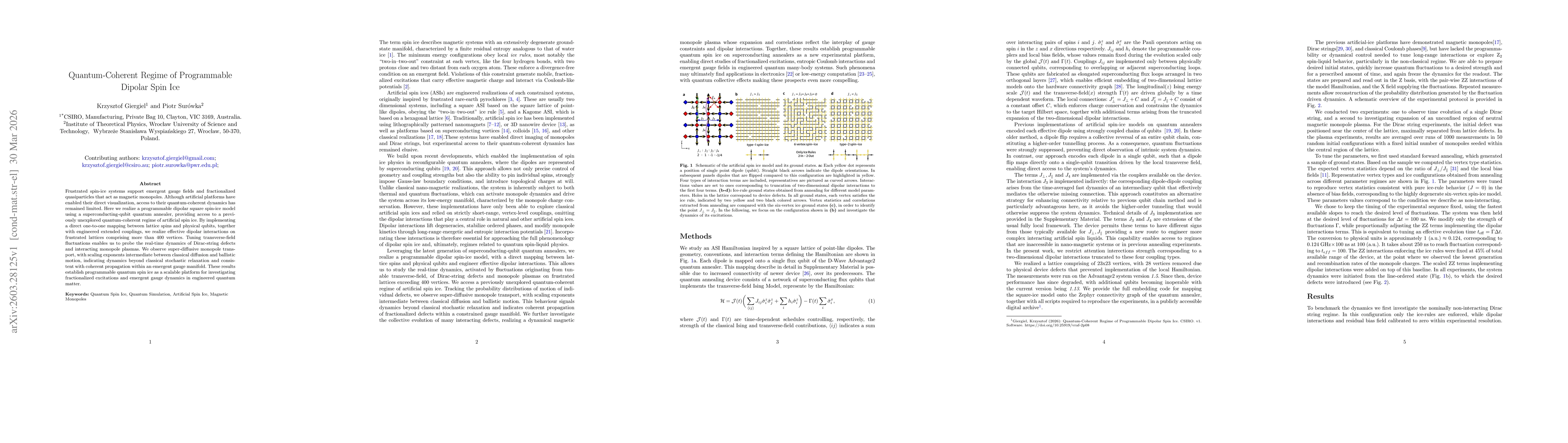 Thumbnail for Quantum-Coherent Regime of Programmable Dipolar Spin Ice