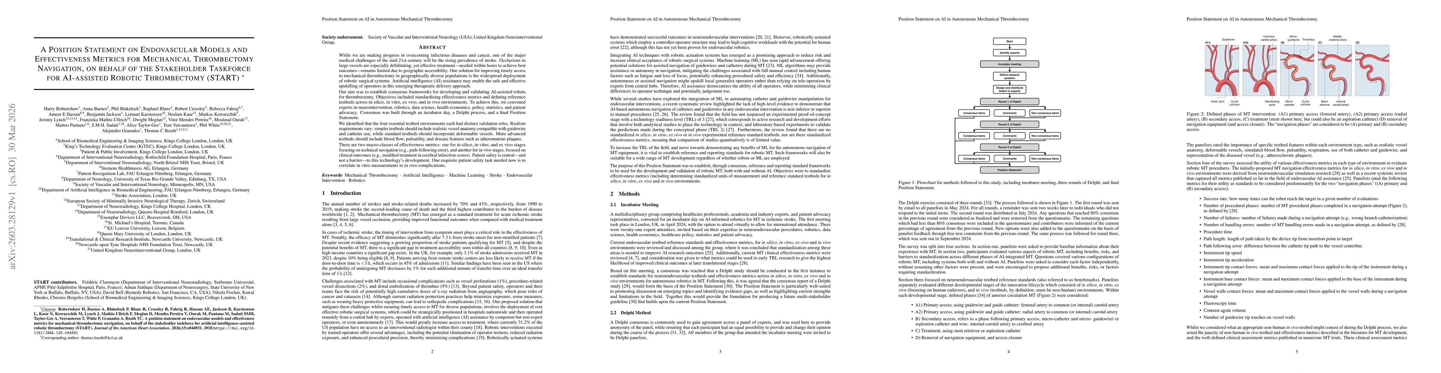 Thumbnail for A Position Statement on Endovascular Models and Effectiveness Metrics for Mechanical Thrombectomy Navigation, on behalf of the Stakeholder Taskforce for AI-assisted Robotic Thrombectomy (START)