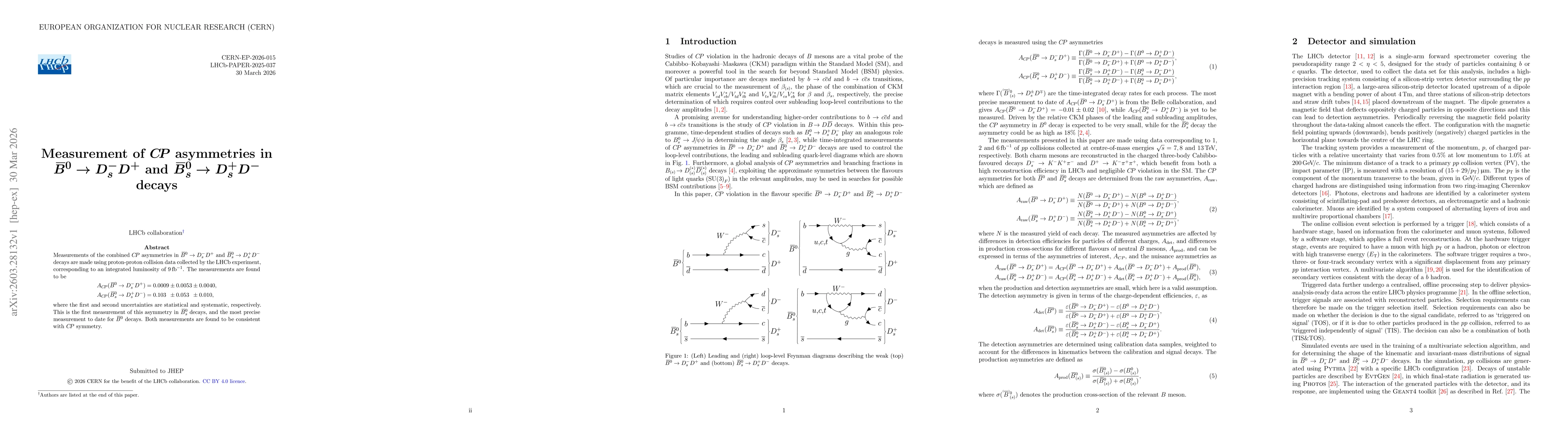 Thumbnail for Measurement of CP asymmetries in $\kern 0.18em\overline{\kern -0.18em B}^0 \to D_s^- D^+$ and $\kern 0.18em\overline{\kern -0.18em B}_s^0 \to D_s^+ D^-$ decays