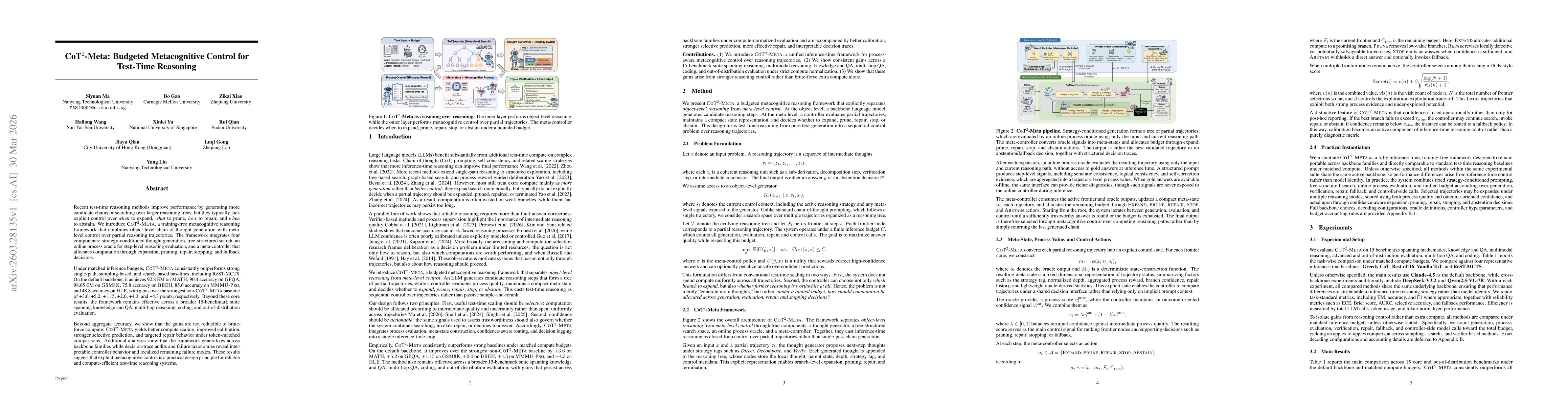 Thumbnail for CoT2-Meta: Budgeted Metacognitive Control for Test-Time Reasoning