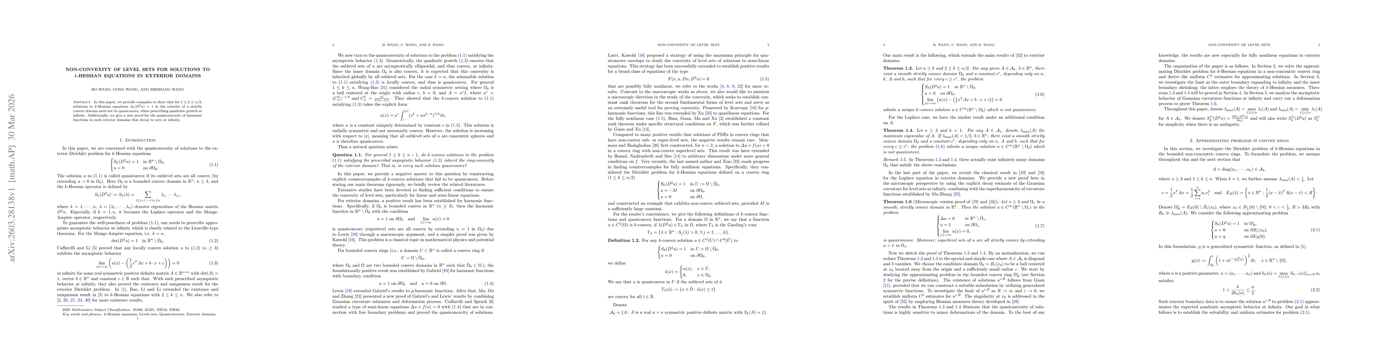 Thumbnail for Non-convexity of level sets for solutions to $k$-Hessian equations in exterior domains