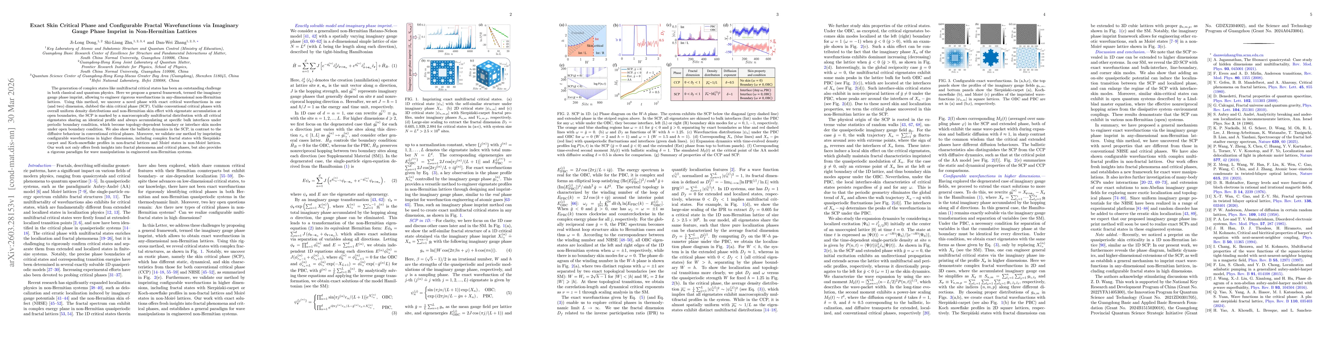 Thumbnail for Exact Skin Critical Phase and Configurable Fractal Wavefunctions via Imaginary Gauge Phase Imprint in Non-Hermitian Lattices