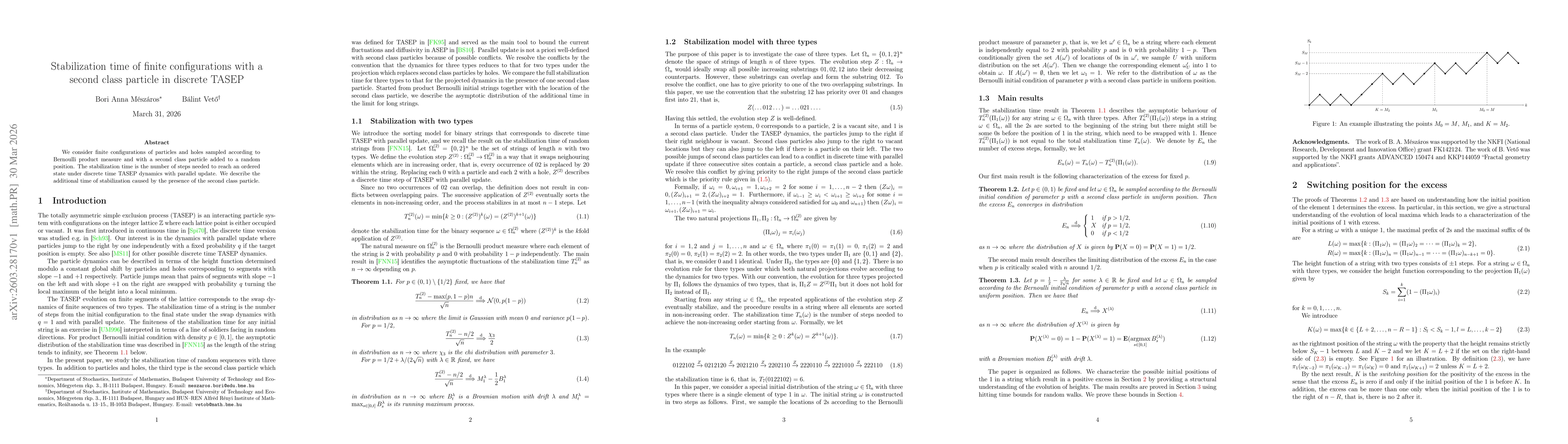 Thumbnail for Stabilization time of finite configurations with a second class particle in discrete TASEP