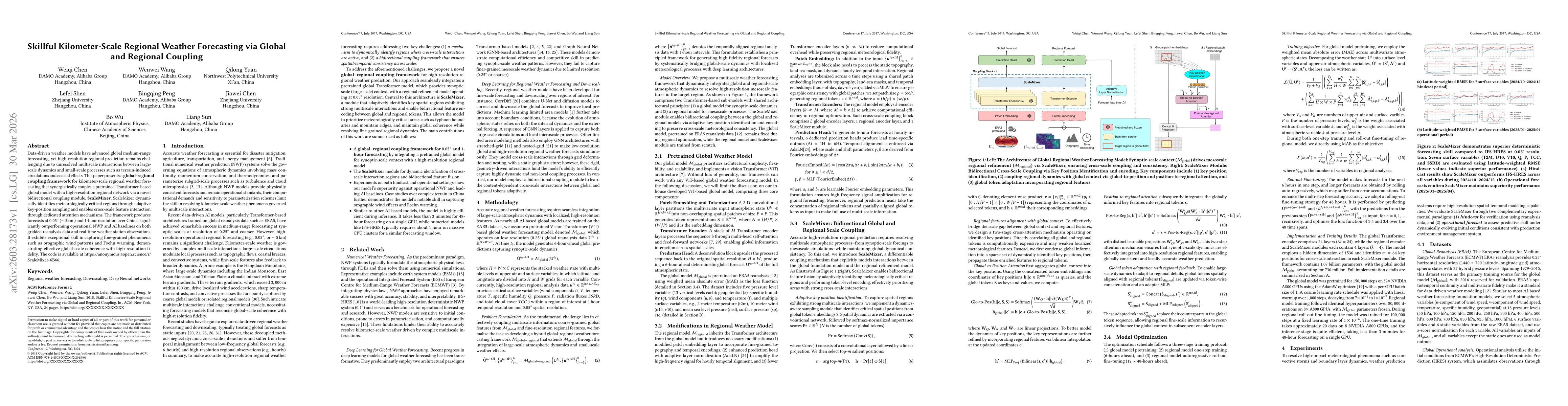 Thumbnail for Skillful Kilometer-Scale Regional Weather Forecasting via Global and Regional Coupling