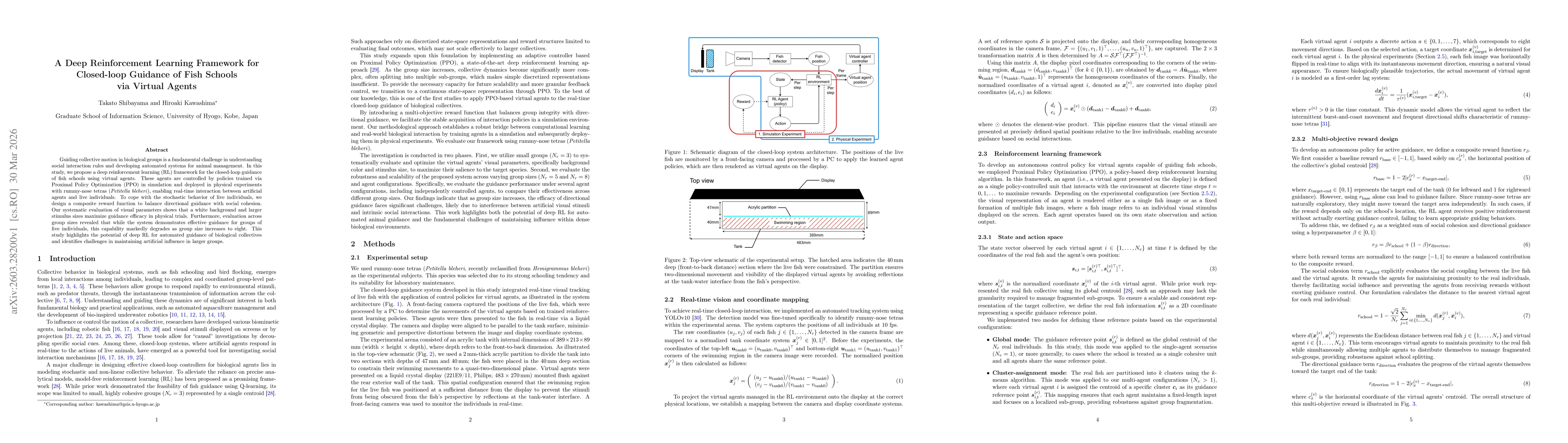 Thumbnail for A Deep Reinforcement Learning Framework for Closed-loop Guidance of Fish Schools via Virtual Agents