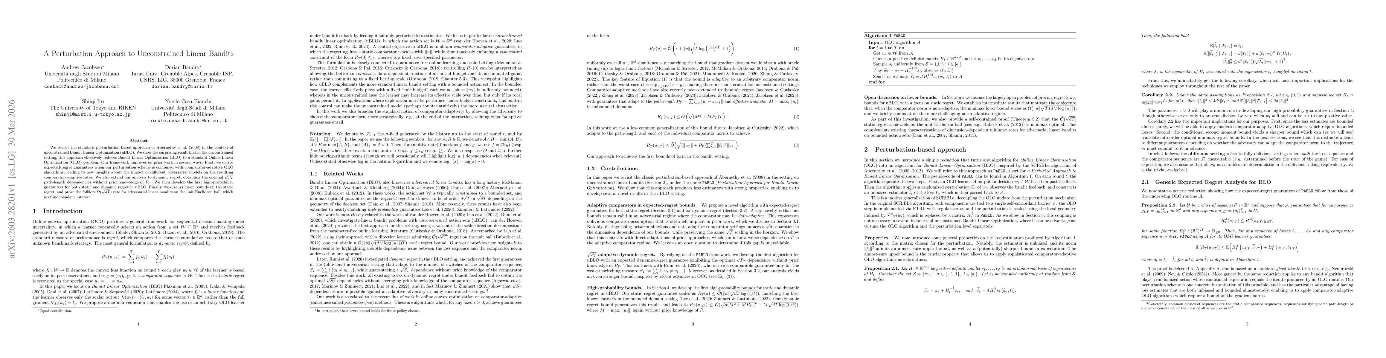 Thumbnail for A Perturbation Approach to Unconstrained Linear Bandits