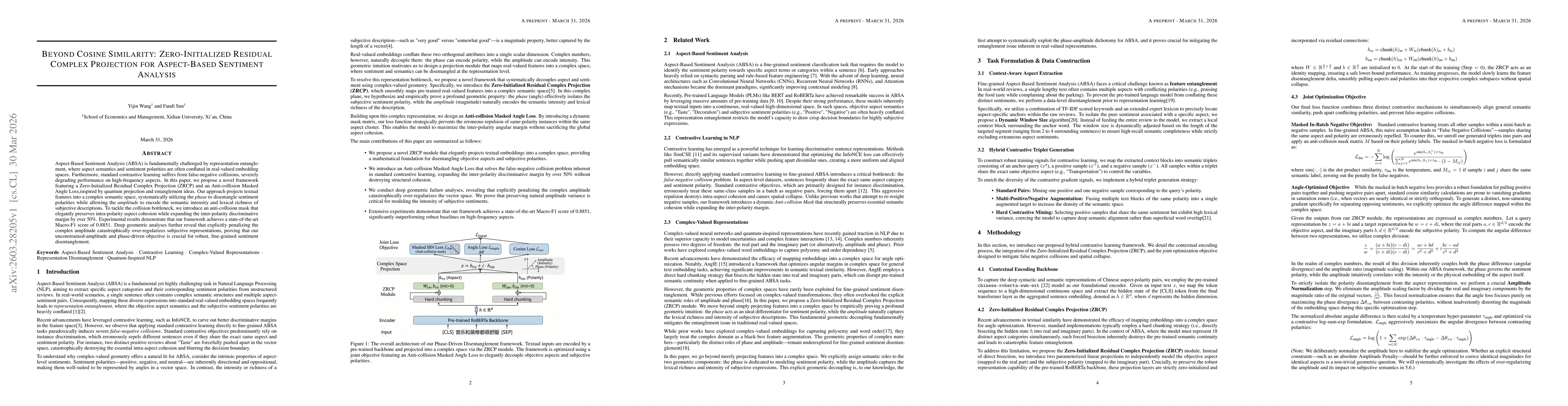 Thumbnail for Beyond Cosine Similarity: Zero-Initialized Residual Complex Projection for Aspect-Based Sentiment Analysis