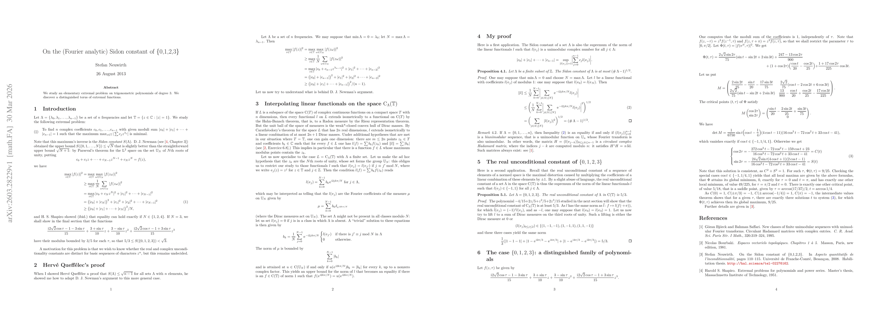 Thumbnail for On the (Fourier analytic) Sidon constant of {0,1,2,3}