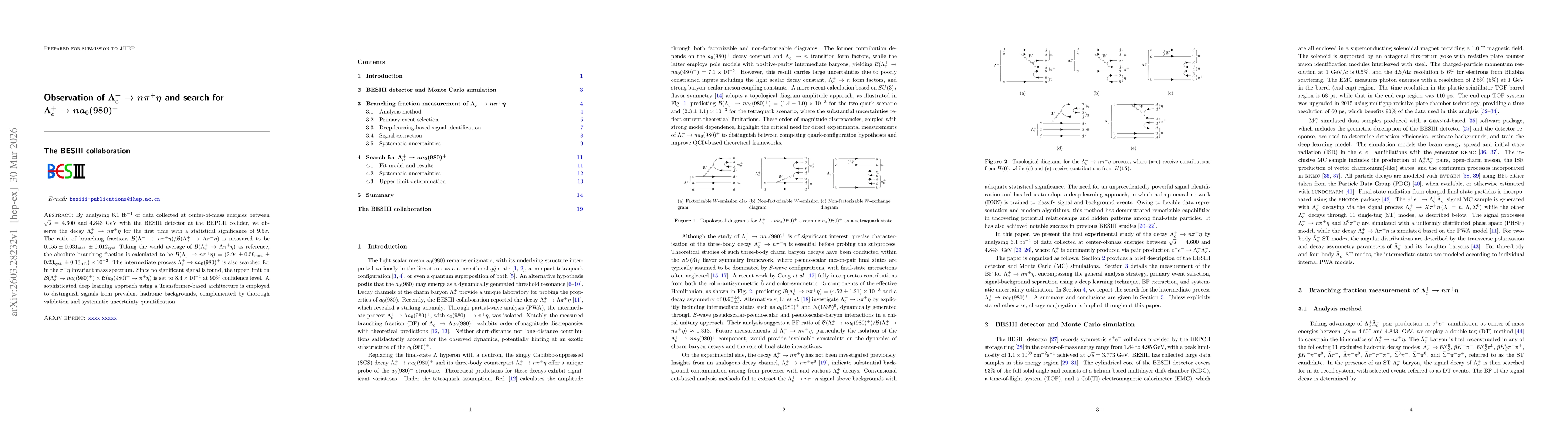 Thumbnail for Observation of $Λ^+_c\to nπ^+η$ and search for $Λ^+_c\to na_0(980)^+$
