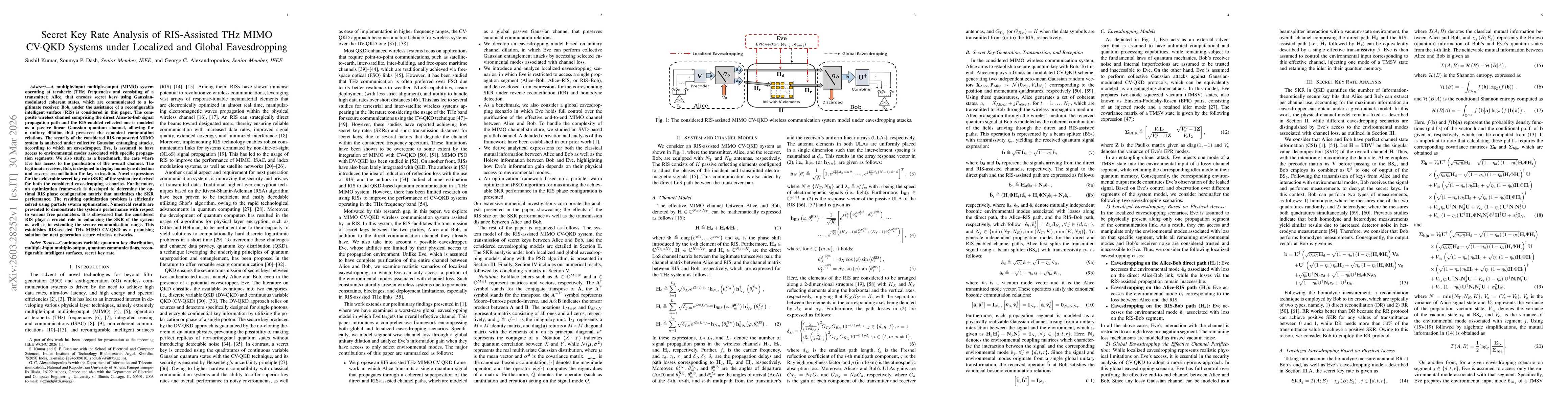 Thumbnail for Secret Key Rate Analysis of RIS-Assisted THz MIMO CV-QKD Systems under Localized and Global Eavesdropping