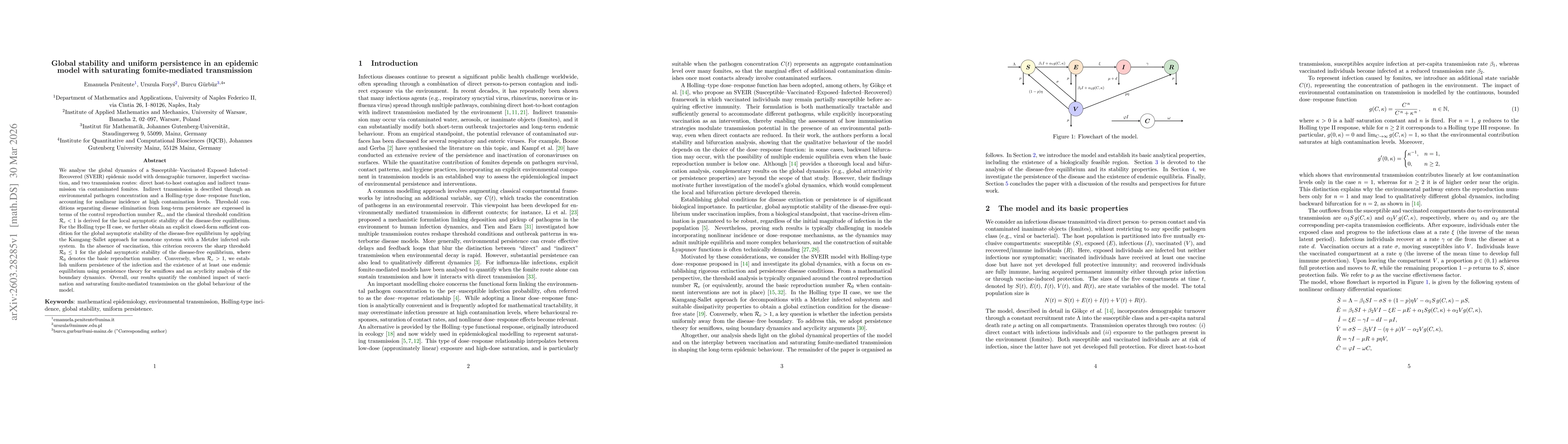 Thumbnail for Global stability and uniform persistence in an epidemic model with saturating fomite-mediated transmission