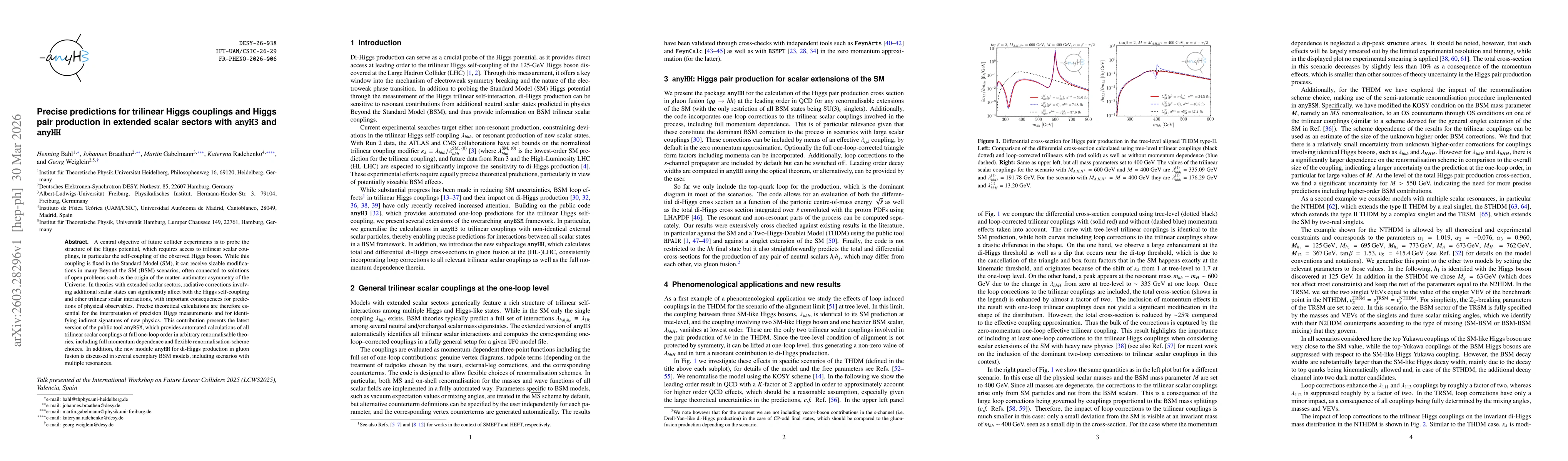 Thumbnail for Precise predictions for trilinear Higgs couplings and Higgs pair production in extended scalar sectors with anyH3 and anyHH